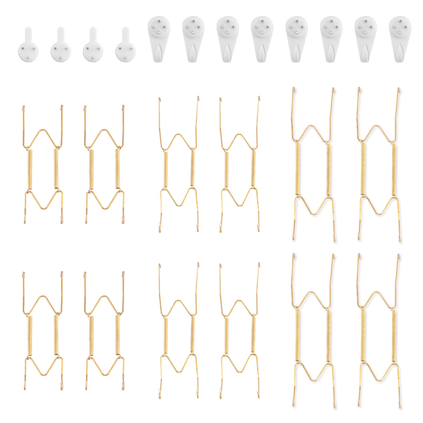 Bilillo 12-Piece Stainless Steel Wall Plate Hangers, 6/8/10Inch Invisible Decorative Wire Plate Holders, Gold