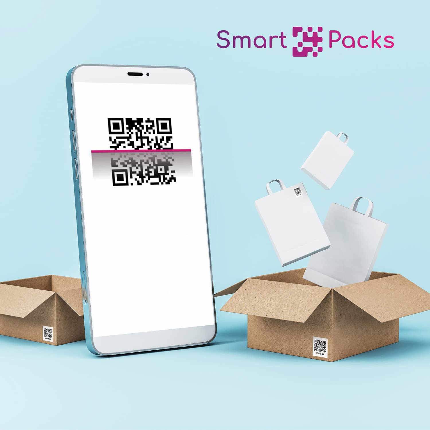 SmartPacks QR Code Stickers | 48 Premium Smart Labels with App | Advanced Pack and Track Labels with QR Code for Inventory, Storage, Moving