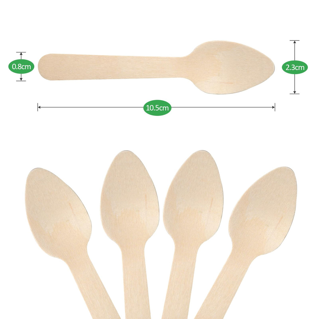 300 pcs Mini Wooden Spoons, 4.3 Inch Disposable Tasting Sampling Spoon, Biodegradable Compostable Cutlery Spoons, Mini Ice Cream Spoon for Restaurants and Parties