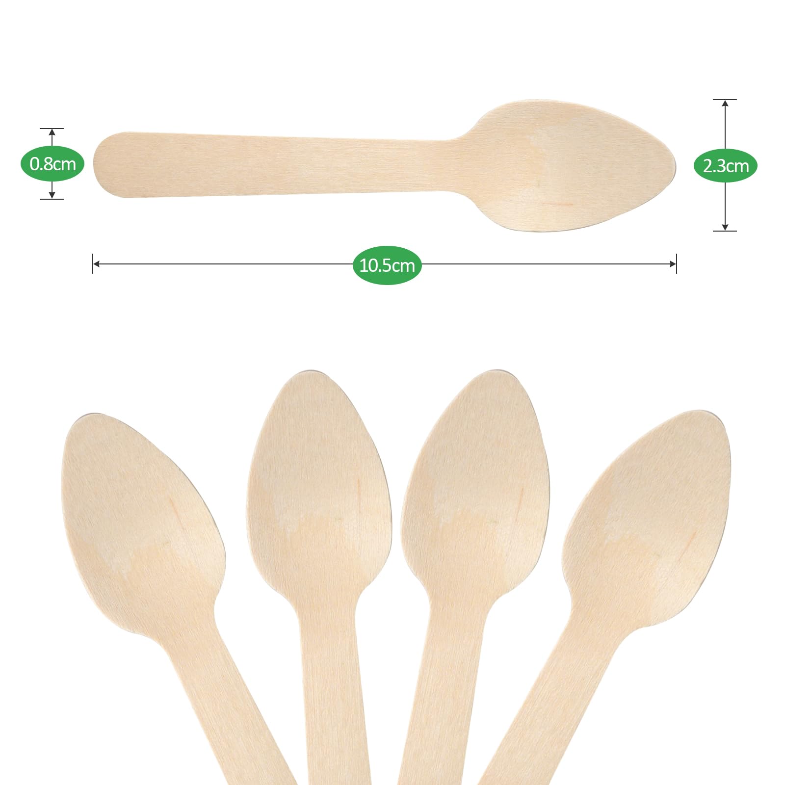 300 pcs Mini Wooden Spoons, 4.3 Inch Disposable Tasting Sampling Spoon, Biodegradable Compostable Cutlery Spoons, Mini Ice Cream Spoon for Restaurants and Parties