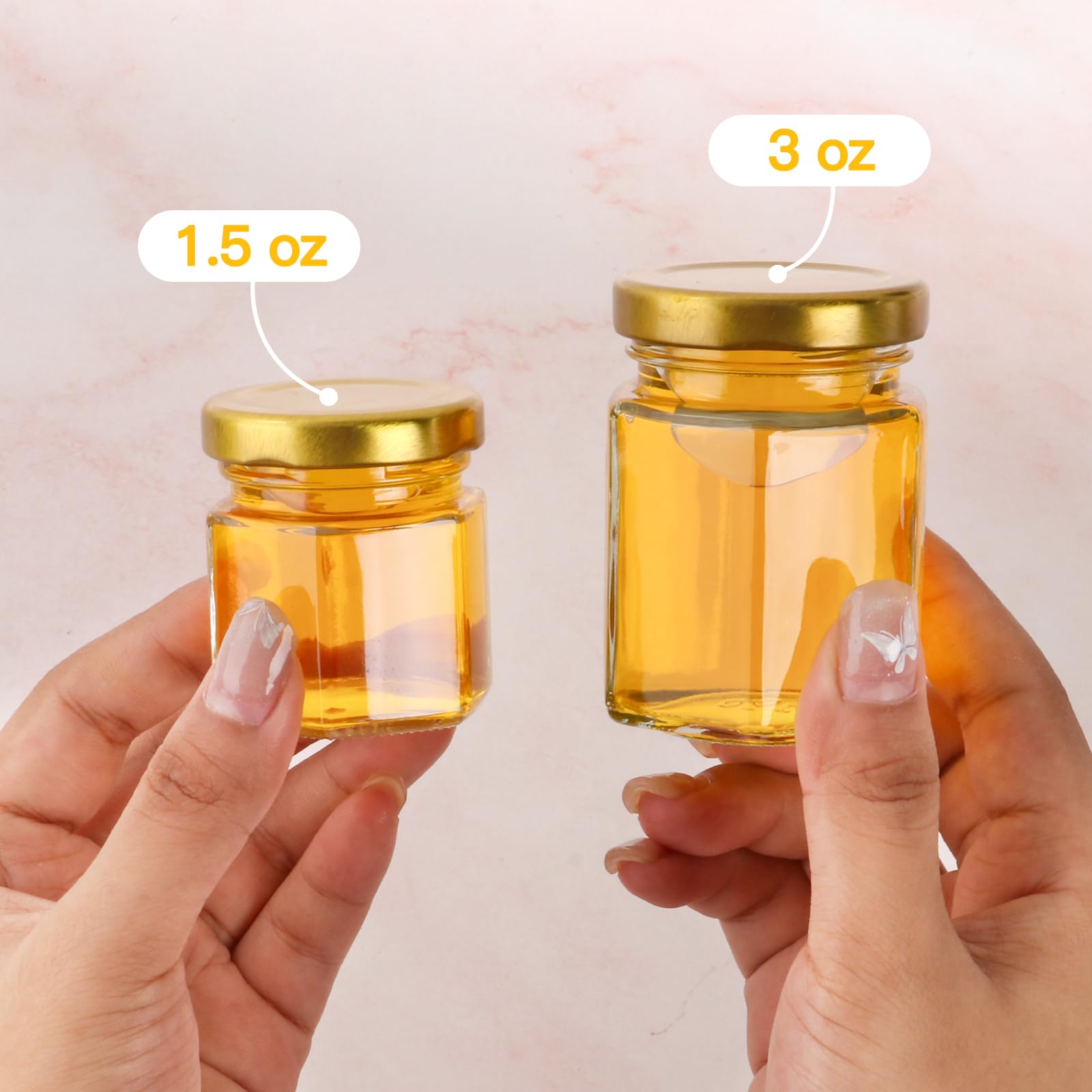 20 Pack 3 oz Mini Honey Jars with Dipper, Glass Hexagon Honey Jar for Wedding Favors, Empty Glass Jars for Party Favor