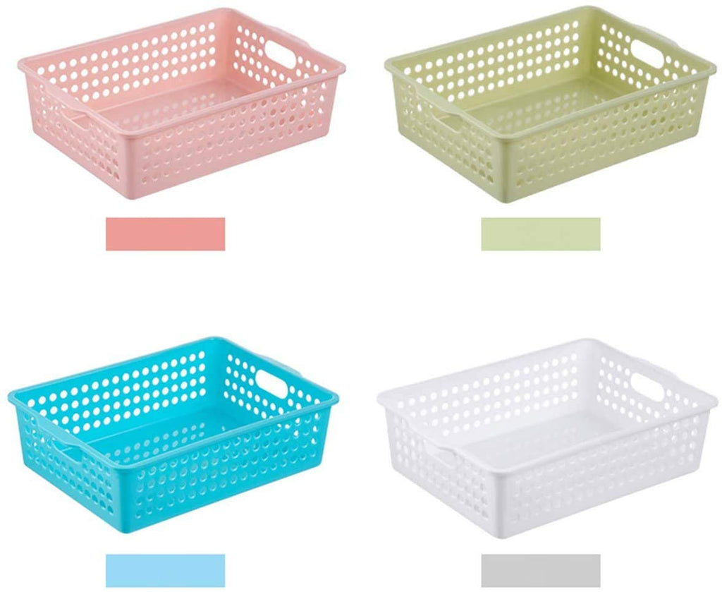 Lawei 8 Pack Paper Organizer Baskets - Plastic Oraganizer Baskets Colorful Plastic Bins with Handles, Classroom Office File Holders for Home Kitchen Office School