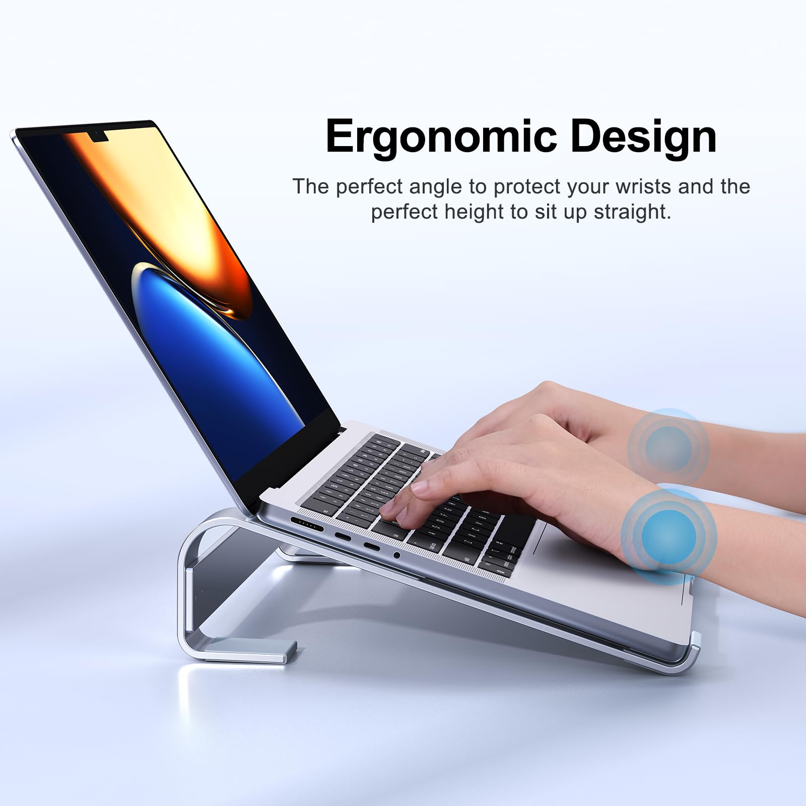 MOKURU Laptop Stand for Desk, Aluminum Laptop Riser, Ergonomic Computer Stand for Laptop, Laptop Cooling Stand Compatible with for MacBook Pro/Air, Dell, HP, Lenovo, 10-17.3''