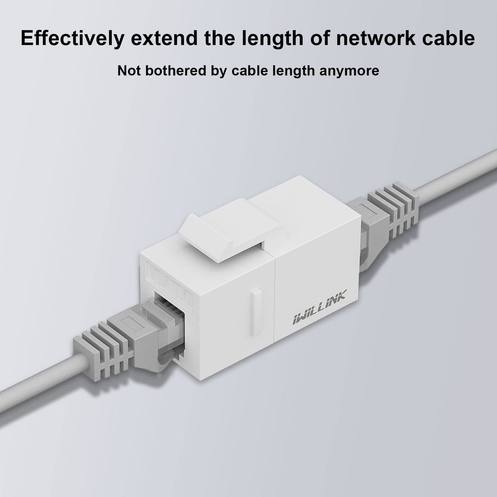 iwillink RJ45 Cat6 Keystone Coupler 25-Pack, Female to Female Cat6 Keystone Jack, UTP Keystone Coupler Insert,Keystone Jack, White