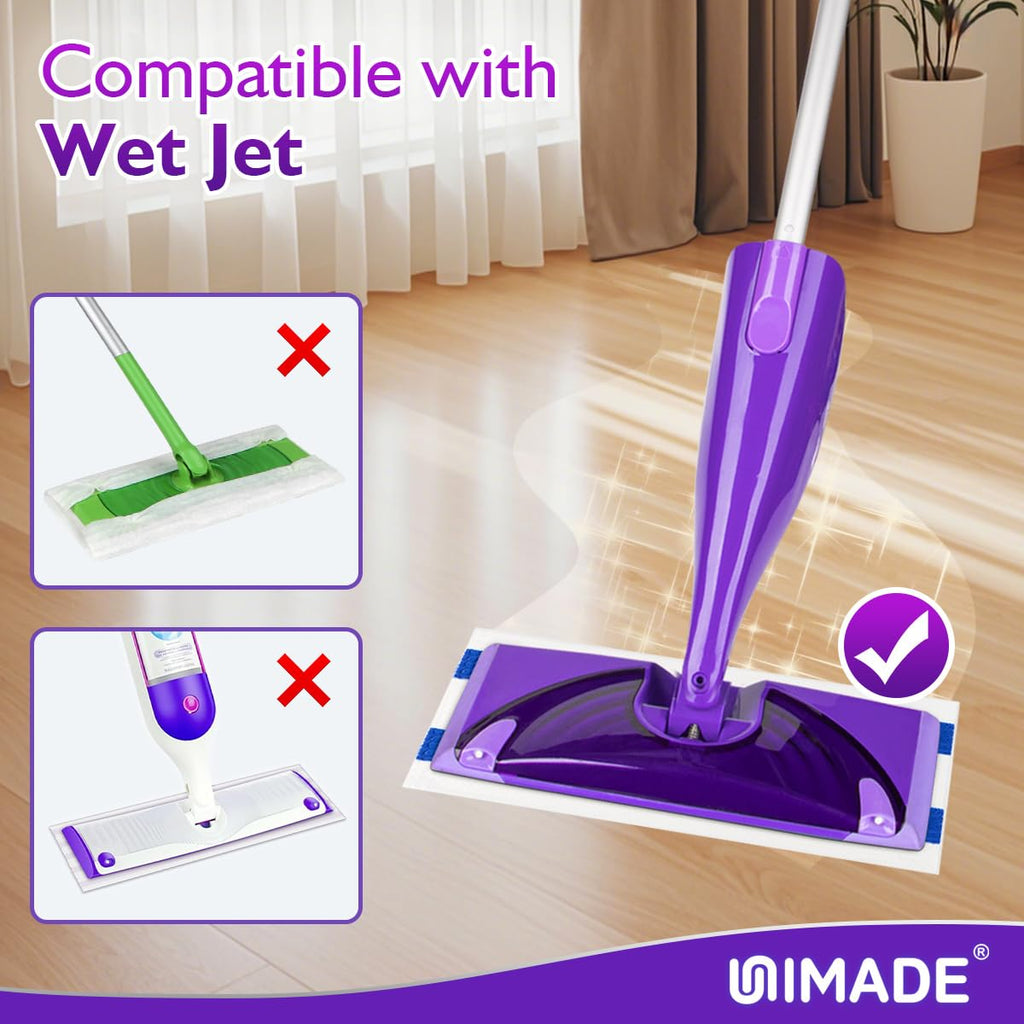 UNIMADE 64 Count Mop Pad Refill Compatible with Swiffer Wet Jet, Disposable Multi-Layers Mopping Pads for All Hard Surface, Especially Hardwood Floor, Super Absorbent Spray Mopping Pad Refills