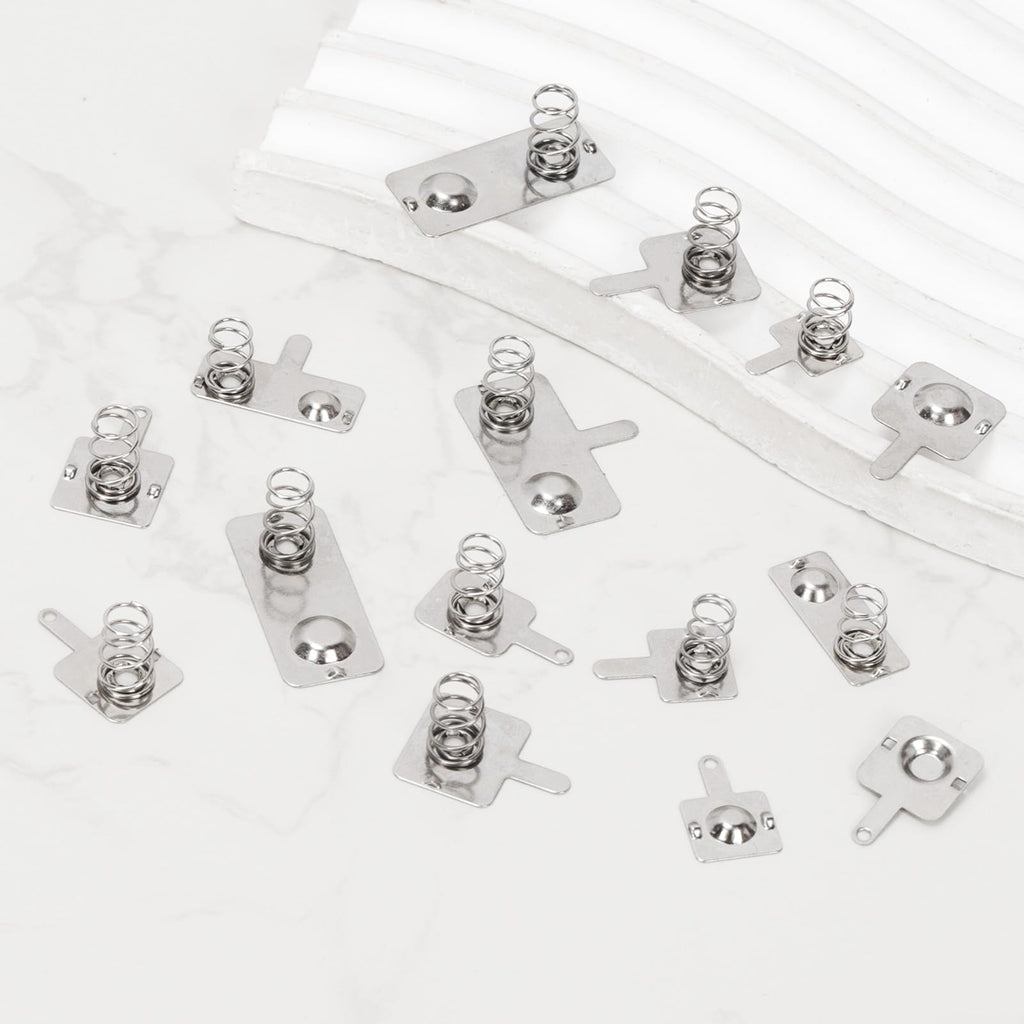 Mardatt 100Pcs Battery Springs AA, Battery Negative and Positive Nickle Plated Conversion Spring Contact Plate for Remote Control Battery Charger