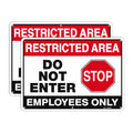 T&R Large Restricted Area Do Not Enter Employees Only Sign - 2 Pack - 14 x 10 Inches Rust Free .040 Aluminum - UV Protected, Waterproof, Weatherproof and Fade Resistant - 6 Pre-drilled Holes