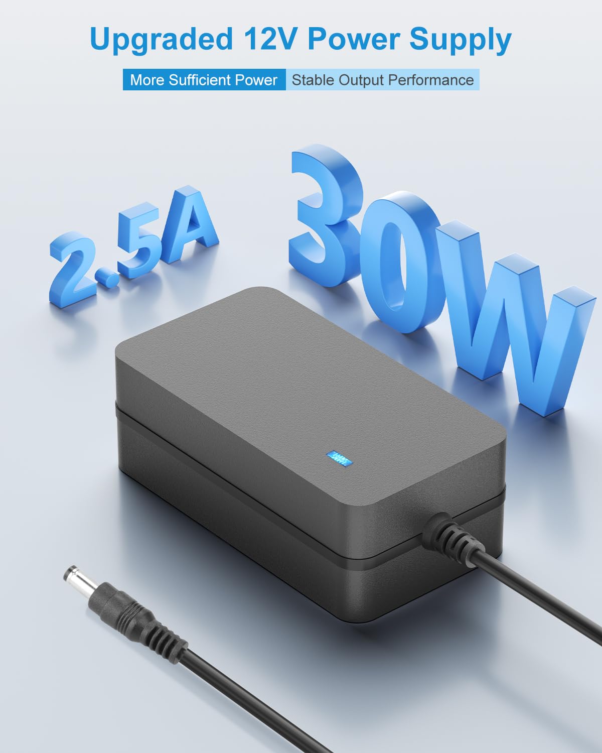 ALITOVE 12 Volt Power Supply 2.5A AC/DC Adapter 100~240V 50-60hz to DC 12V Power Cord Transformer 2.5 Amp AC to DC Converter 6.2FT with 14 Tips for LED Light CCTV Security Camera PC Monitor Router
