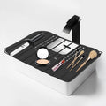 57×42cm Bathroom Sink Cover for Counter Space, Heat Resistant Silicone Sink Top Mat, Foldable Sink Top Cover Multifunctional Sink Makeup Mats for Cosmetics, Skincare Products, Hair Dryer (black)