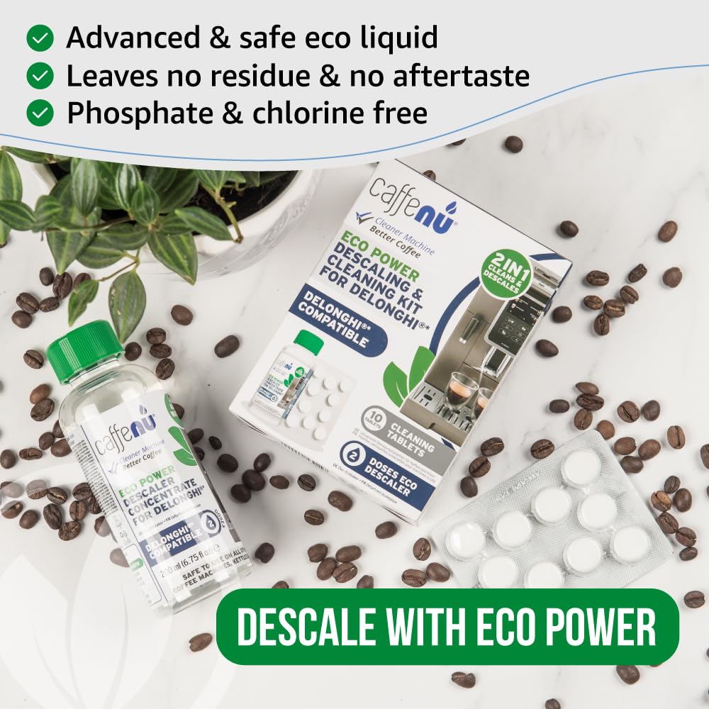 Caffenu Cleaning & Descaling Kit Compatible with DeLonghi Coffee Machines - 2-in-1 Solution for Machine Maintenance