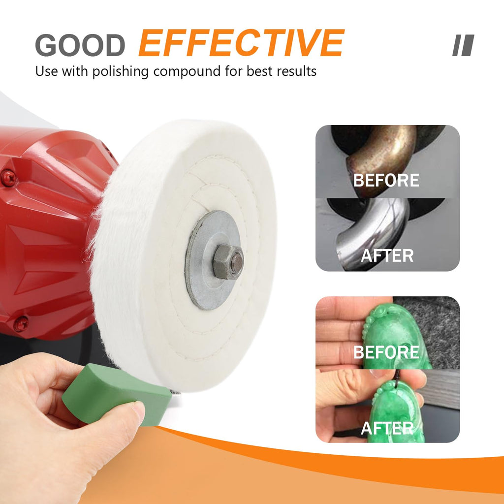 SCOTTCHEN Extra Thick Buffing Polishing Wheel 6 inch (70 Ply) for Bench Grinder Tool with 1/2" Arbor Hole 2 Pack