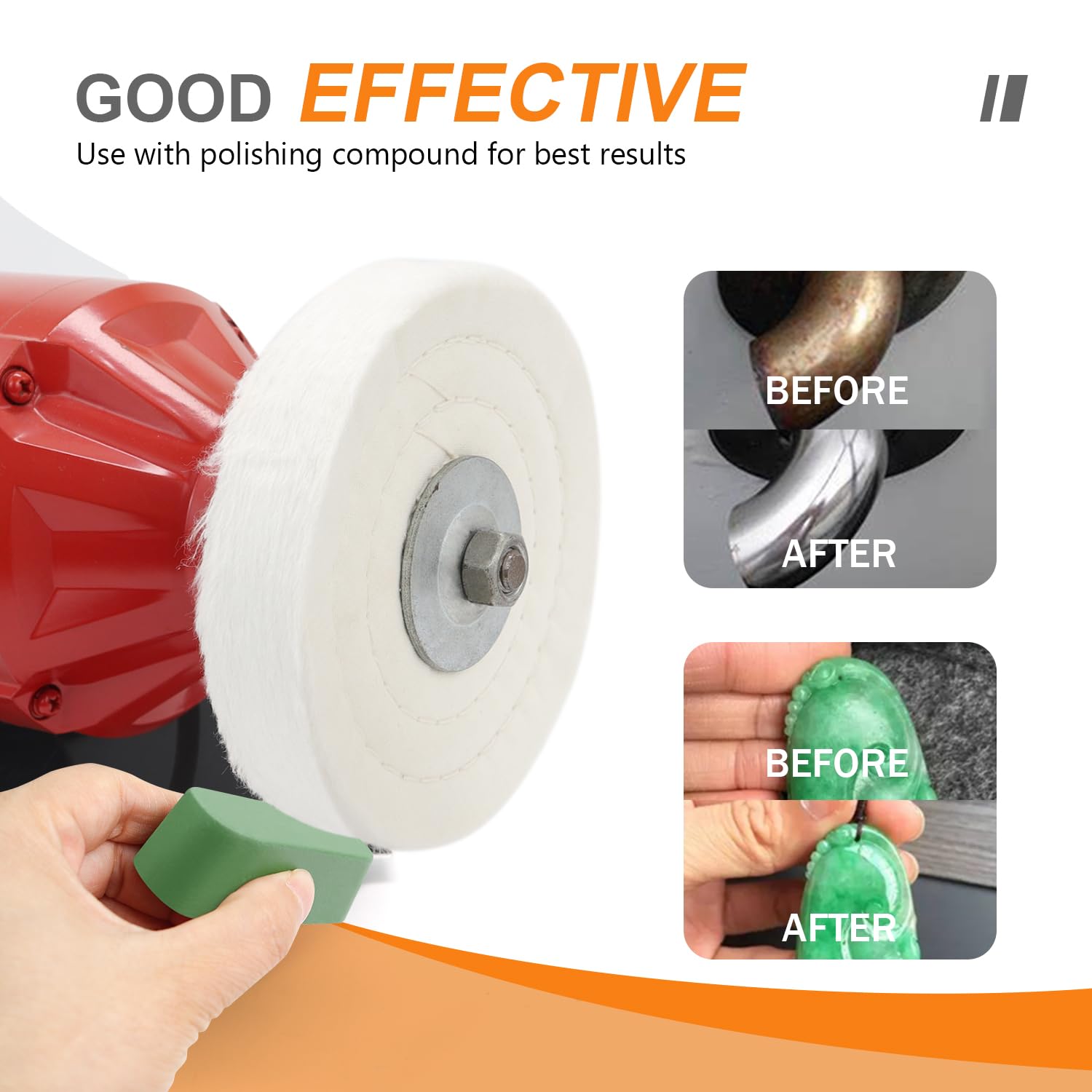 SCOTTCHEN Extra Thick Buffing Polishing Wheel 6 inch (70 Ply) for Bench Grinder Tool with 1/2" Arbor Hole 2 Pack
