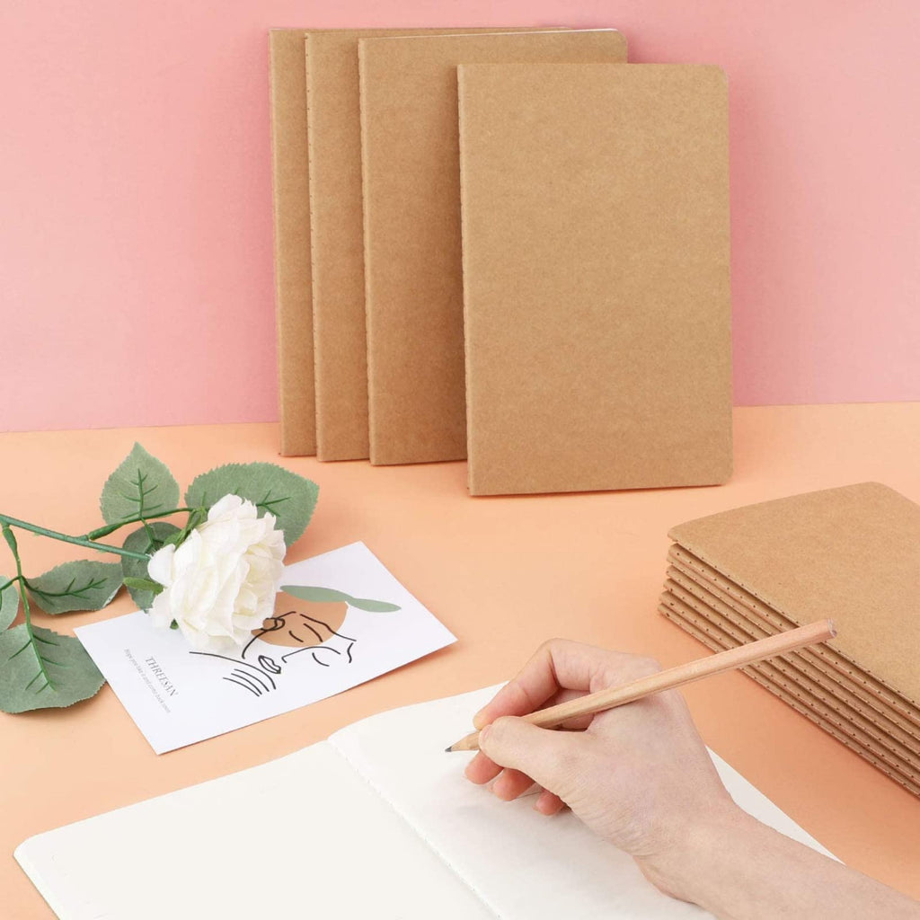 48 Pack Small Blank Kraft Notebooks,Unlined Mini Journal Notebook 4” x 5.7” Blank Notepads Kraft Pocket Notebooks Bulk for Travelers, Students and Doodlers,48 Pages