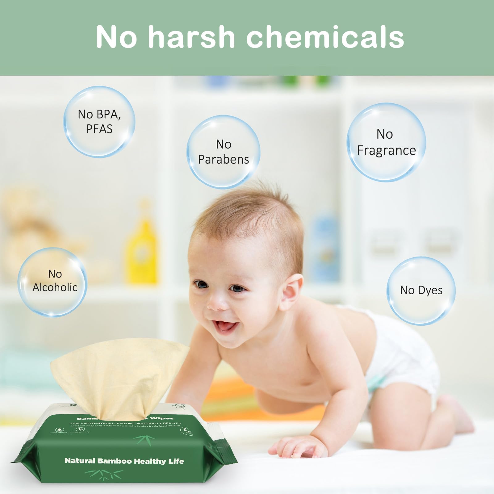 QingYa Bamboo Flushable Wipes,Septic Safe,Soft, Soothing Botanicals & Aloe, Unscented,Eco Friendly, Natural Brown Bamboo-Pulp Based Flusable Wipes for Women/Kids/Adults 360Count (6 Packs of 60)