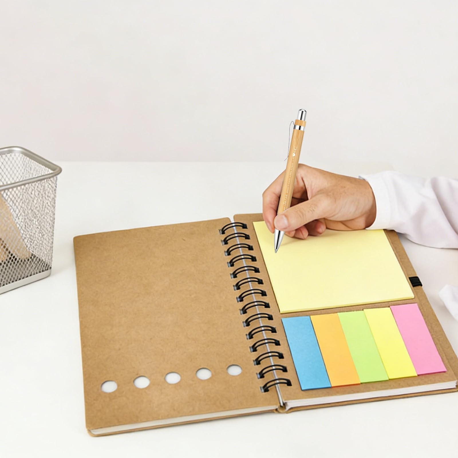 24 PCS Nurse Week Gifts 2026 Inspirational Bamboo Ballpoint Pens Spiral Notebook with Sticky Notes Nurse Appreciation Thank You Gifts for Coworker Staff Social Worker Volunteer Nurses Teacher Office