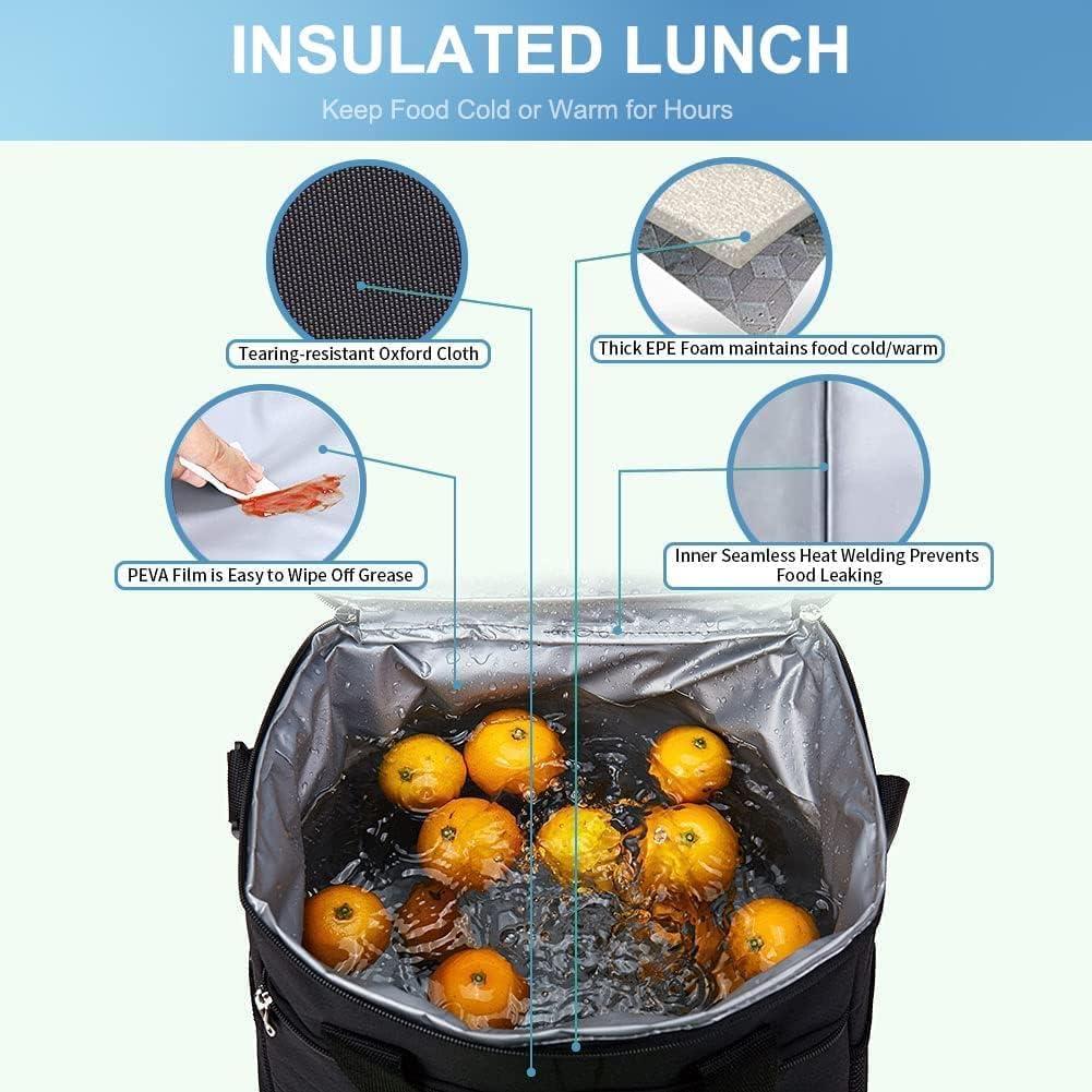 Iknoe Large Cooler Bag Collapsible 24 Can Insulated Bags Leakproof Lunch Cooler Tote with Multi-Pockets for Adult Insulated Lunch Box for Beach, Picnic, Work…