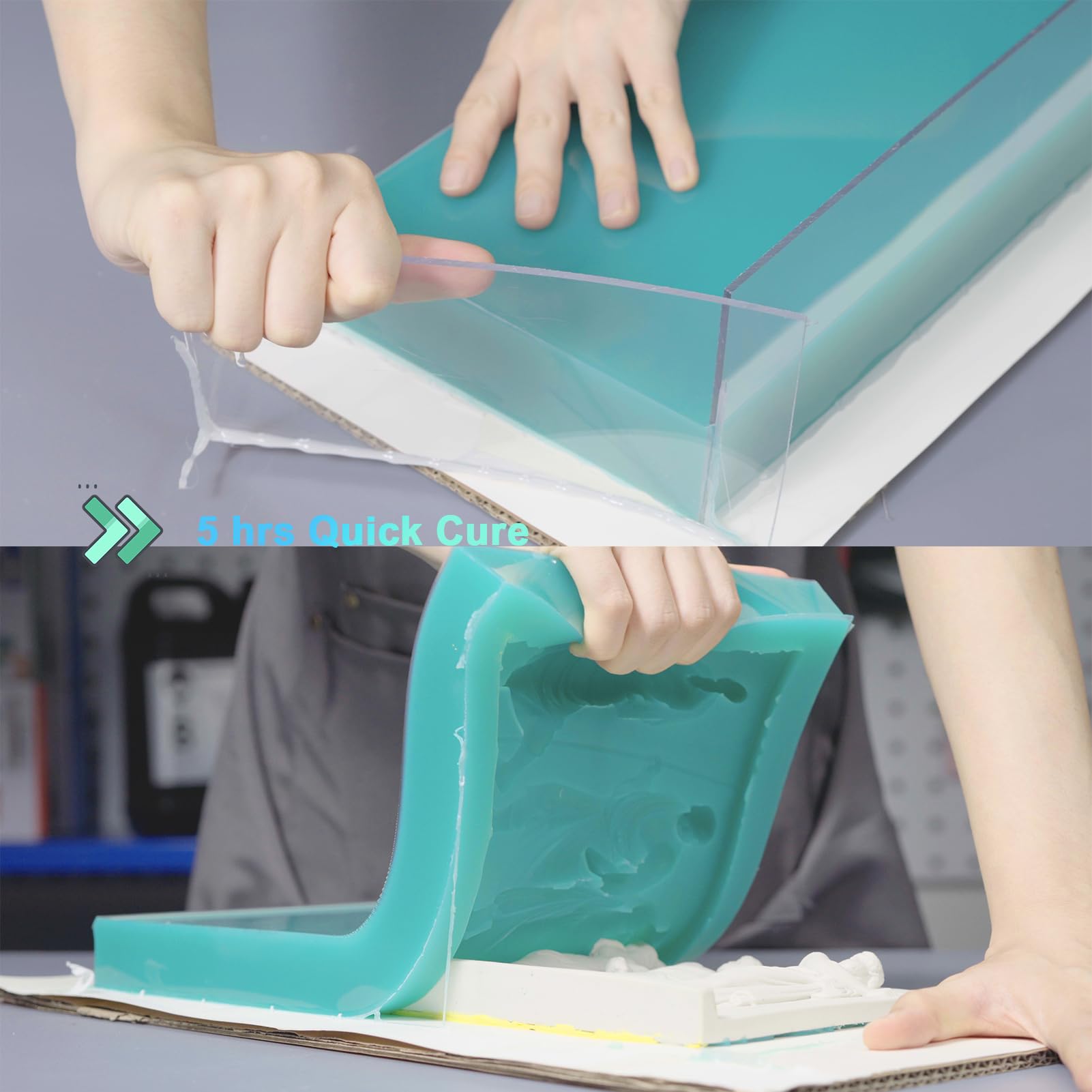 BBDINO Silicone Mold Making Kit, Super Elastic Liquid Silicone for Mold Making, N.W. 21.2 oz, 1:1 Mixing by Volume, Ideal for Casting 3D Silicon Molds| Food Molds, Jade Green