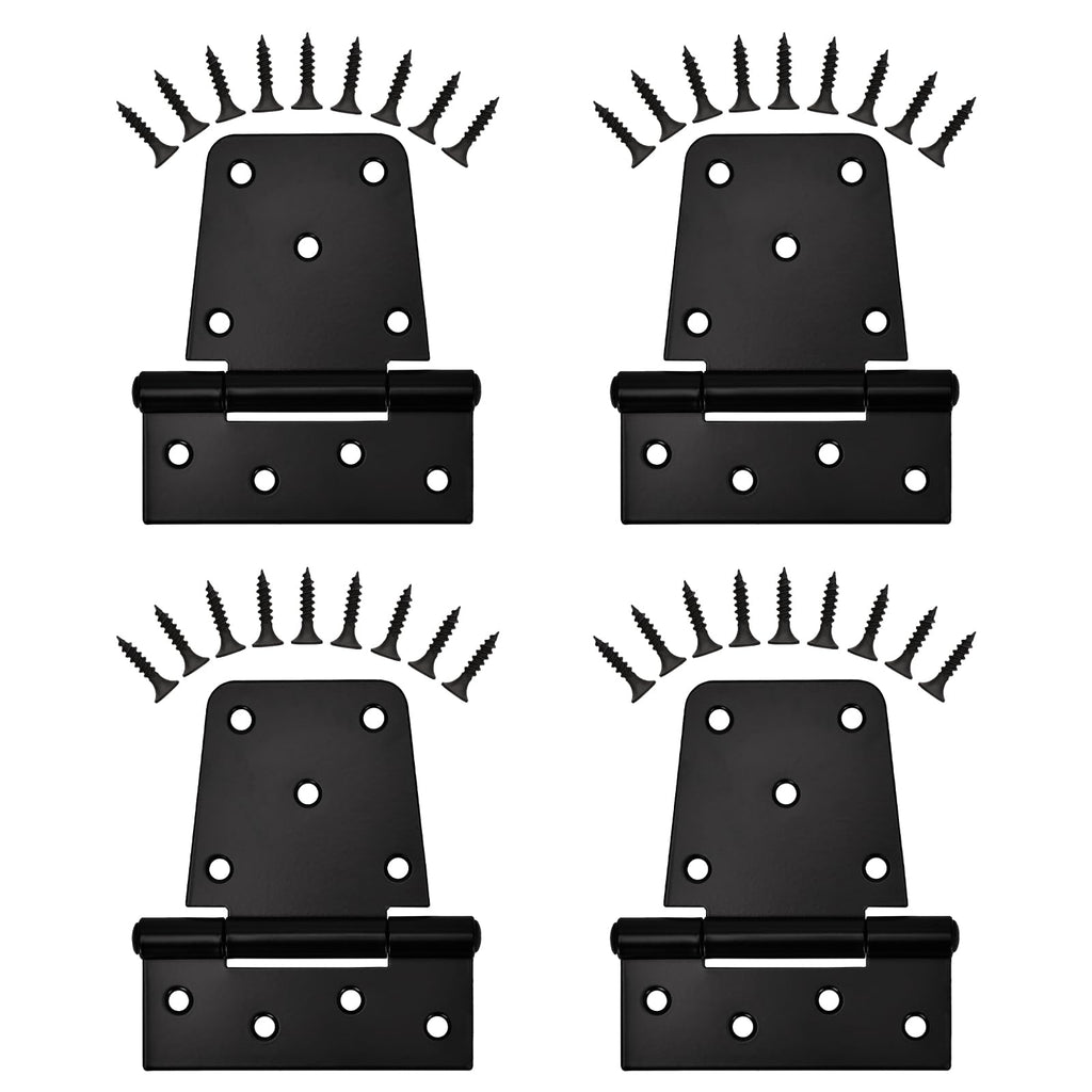 Sange Sopffy Heavy Duty Gate Hinges Black Iron hinge3.5 Inch for Outdoor Barn, Shed, Deck, Wood Door, and Fences (4)