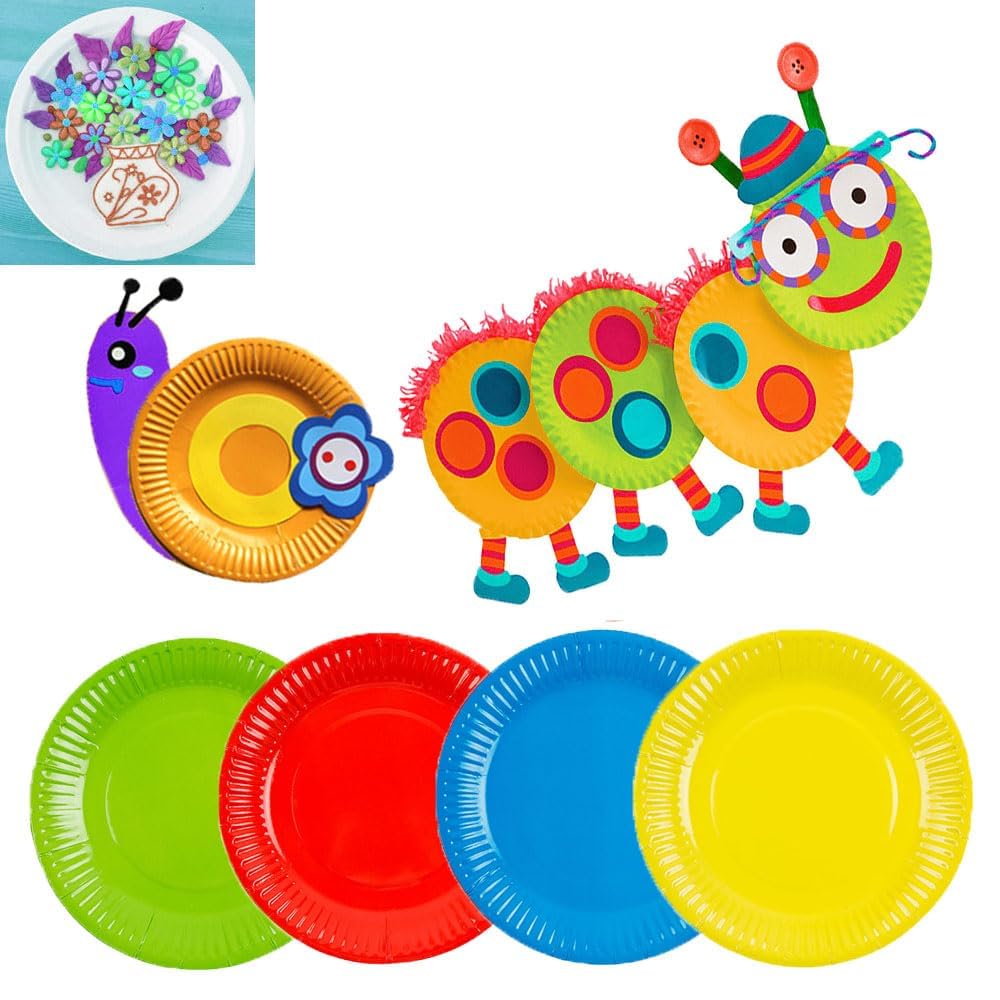 7 Inch Paper Plates, Esforzarse 100 Pcs Round Plates, DIY Colourful Paper Plates, Ultra Paper Plates for Everyday Use, Plates for Birthday, Wedding, Holiday, Party Dinner and Daily Use(10 Colours)