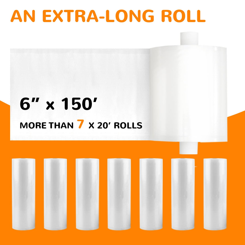 Wevac 6''x150', Vacuum Seal Roll Keeper with Cutter, Ideal Vacuum Sealer Bags for Food Saver, BPA Free, Commercial Grade, Great for Storage, Meal prep and Sous Vide