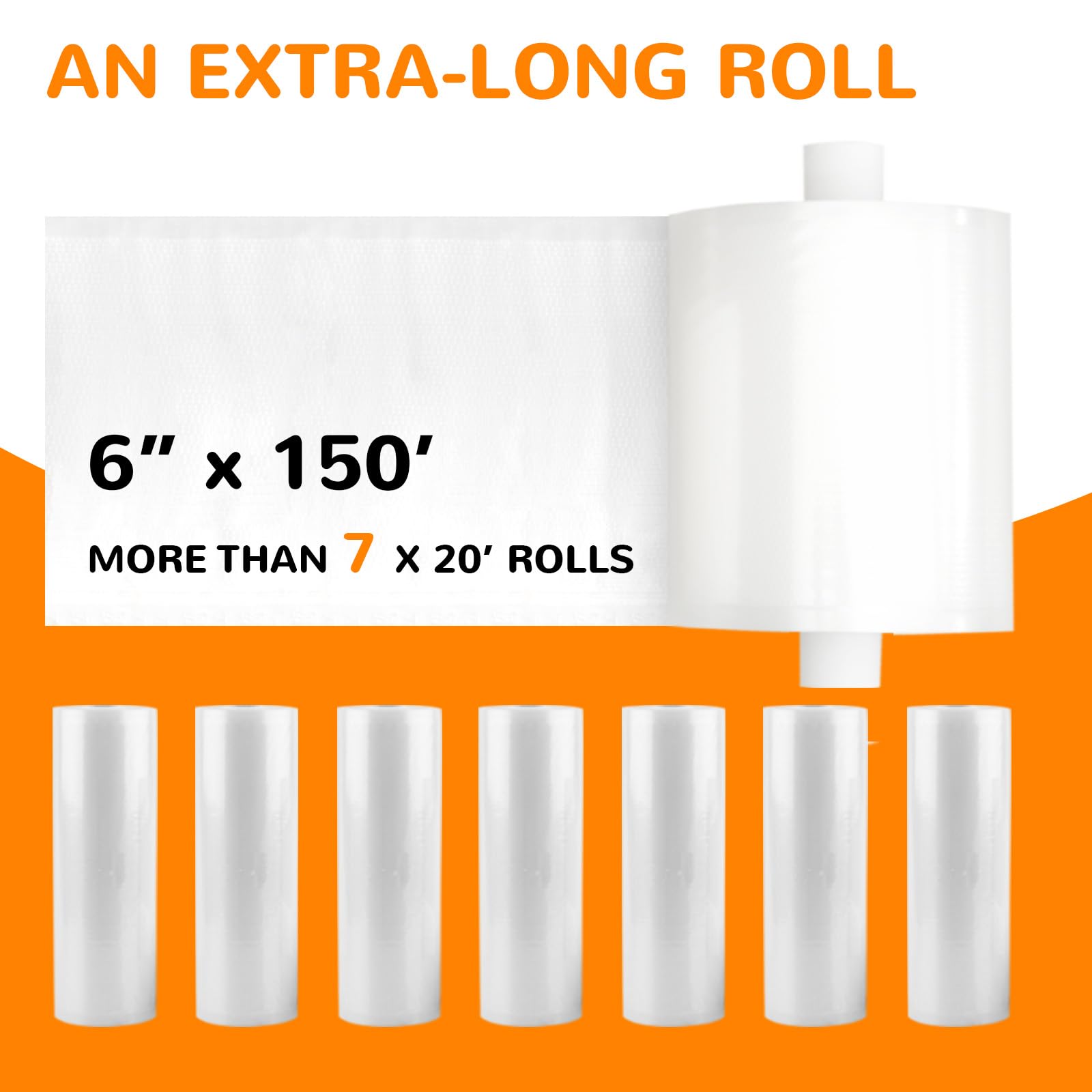Wevac 6''x150', Vacuum Seal Roll Keeper with Cutter, Ideal Vacuum Sealer Bags for Food Saver, BPA Free, Commercial Grade, Great for Storage, Meal prep and Sous Vide