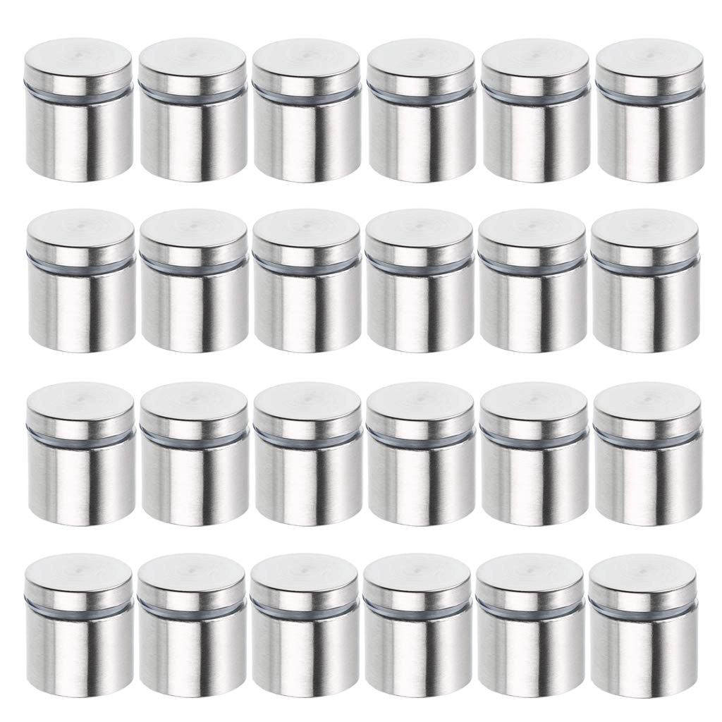 BTSKY 24 Pack Sign Standoff Screws 1 x 1 Inch, Advertising Glass Standoff Nail Hardware, Stainless Steel Standoffs for Glass Panel Plexiglass Picture