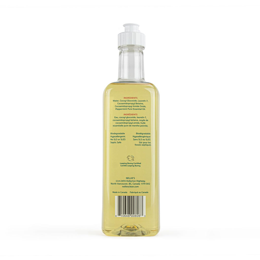 Nellie's One Soap - Peppermint Scented - Gentle Multi-Purpose Cleaner for Dishes, Surfaces, and Hands - Hypoallergenic, Plant-Based, Chemical-Free, and Soft on Skin - 19.2 oz - (Made in Canada)