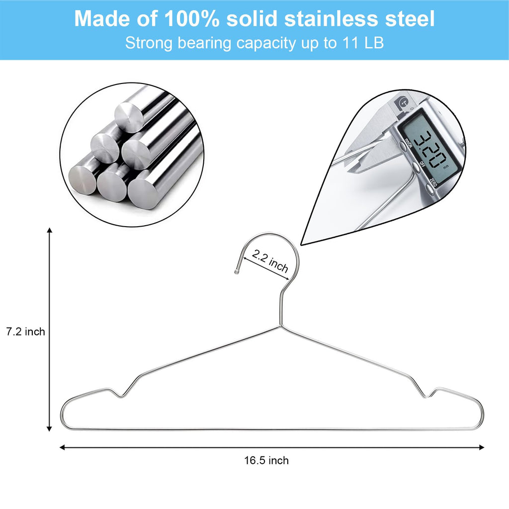 Coat Hangers Clothes 40 Pack Seropy Wire Hangers Heavy Duty Stainless Steel Hangers with Non Slip Grooves, Ultra Thin Metal Hangers Space Saving Clothing Hanger 16.5 Inch