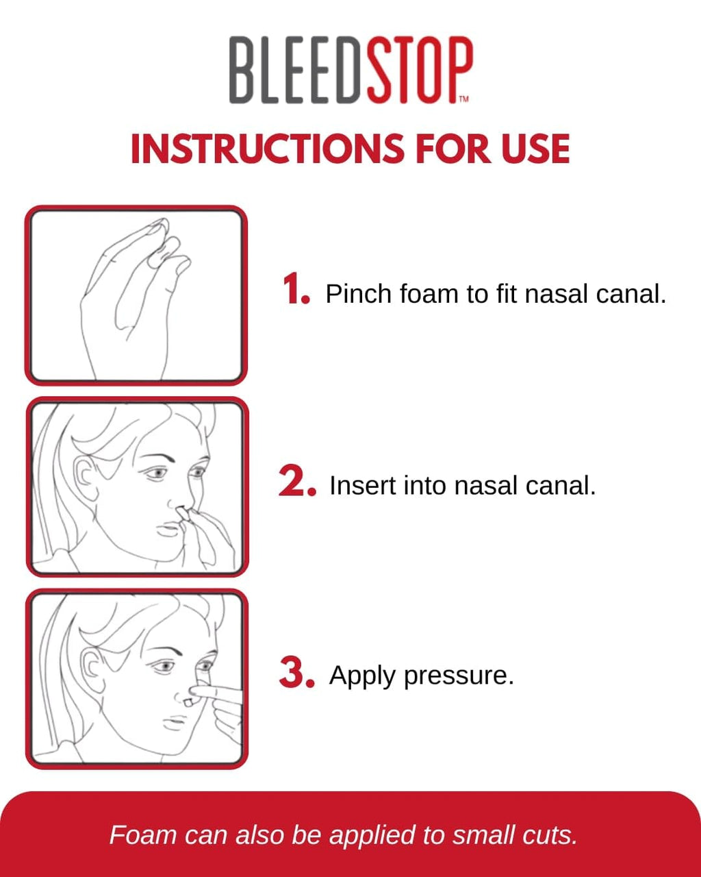BleedStop™ Nosebleed Strips – Fast Acting Blood Coagulant Foam Inserts – Helps Clot Blood on Contact – Non-Stinging Sterile Hypoallergenic for Mild to Heavy Nosebleeds