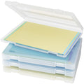 Denkee 4 Pack A4 Paper Organizer Box, Plastic Scrapbook Paper Organizer Containers for Craft and Art Storage, Board Game Storage for Art Supplies 8.5" x 11" US Letter, Portable Project Case