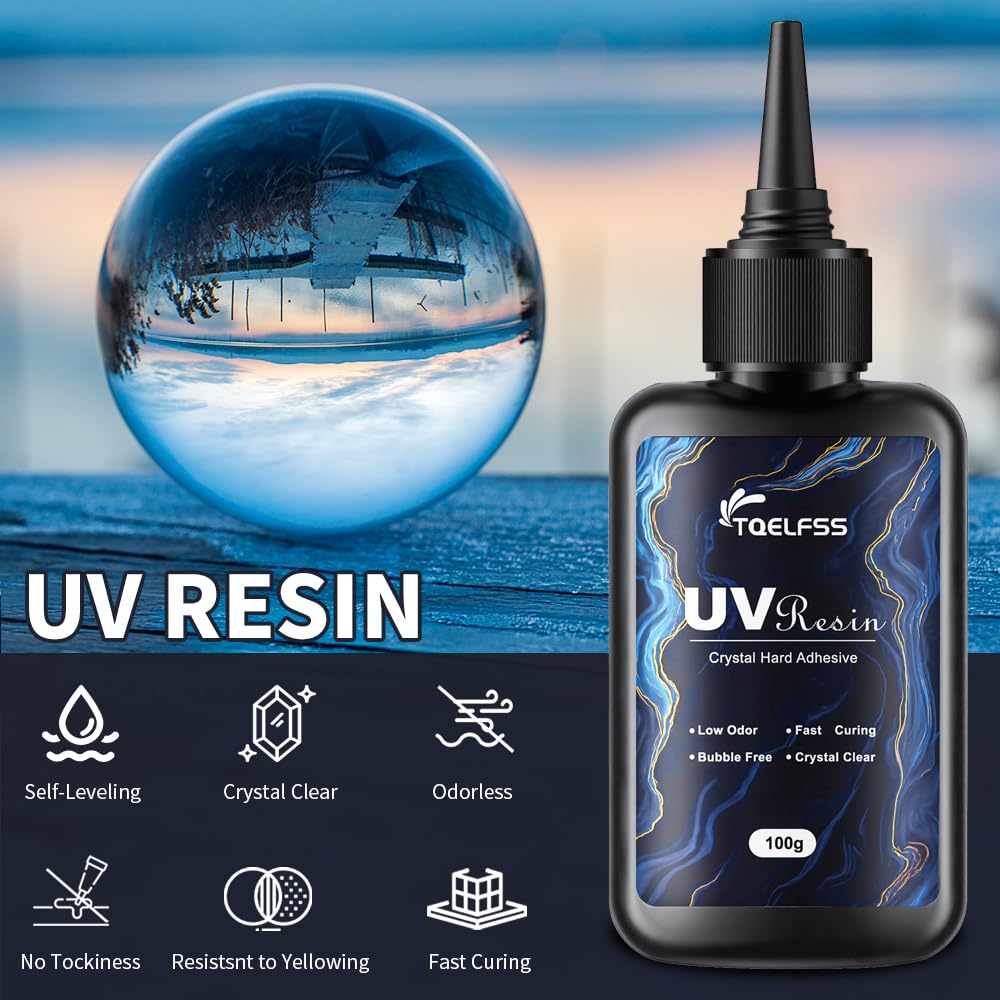 UV Resin 300g,Crystal Clear,Hard UV Curing epoxy Resin, Upgraded Formula,odorless,Solar Activated Glue kit,Clear,UV Fast Curing,for Craft Decoration (100 g*3)