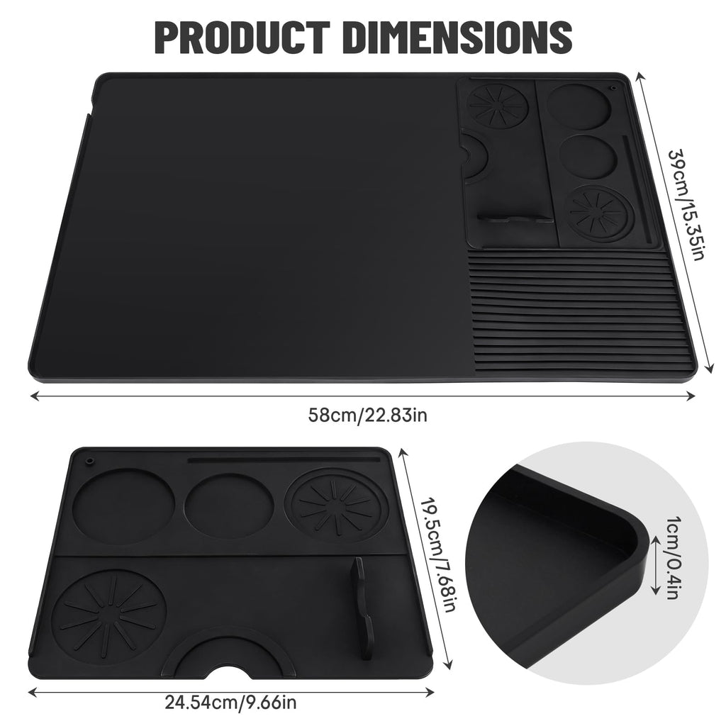 Silicone Coffee Mat Compatible with Ninja Luxe Espresso Coffee Machine ES601/ES701 & Most Home Espresso Machines - 23"x15" Anti-Slip Heat-Resistant - Maker Bar | Tamping Mat (2-in-1)
