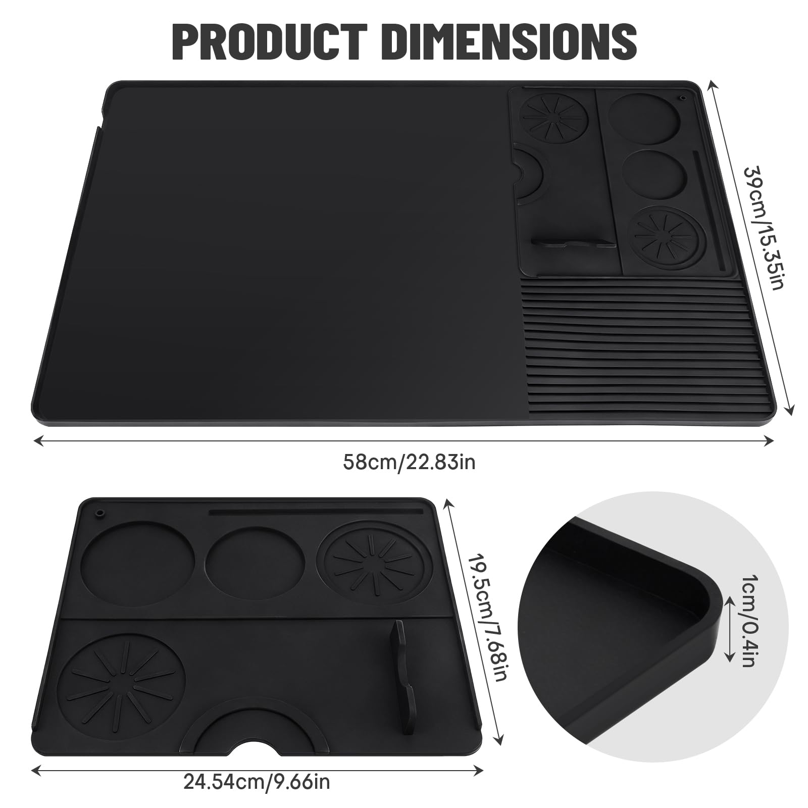 Silicone Coffee Mat Compatible with Ninja Luxe Espresso Coffee Machine ES601/ES701 & Most Home Espresso Machines - 23"x15" Anti-Slip Heat-Resistant - Maker Bar | Tamping Mat (2-in-1)