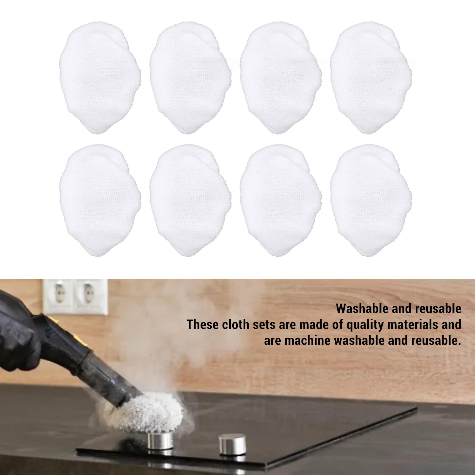 8-Pack Universal Steam Mop Pads - Reusable Microfiber Cloths for Handheld Steam Cleaners, Compatible with Black & Decker, Euroflex, Vapamore & More, Machine Washable