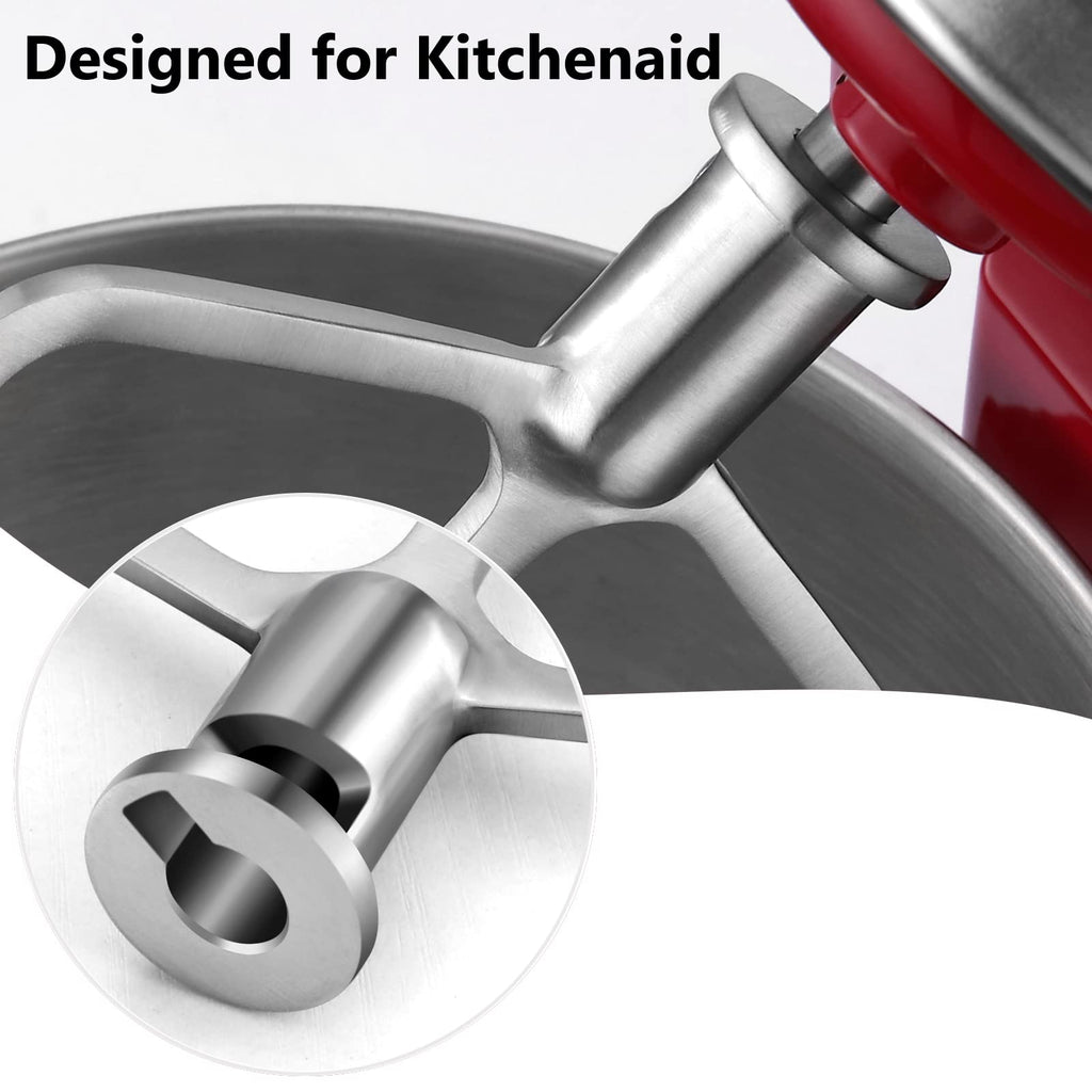 LETOMS Stainless Steel Paddle Attachment for Kitchenaid Stand Mixers 5QT Lift and 6QT, Flex Edge Beater Compatible with KitchenAid, Accessory for Bread, Pizza, Pasta & Biscuits, Dishwasher Safe