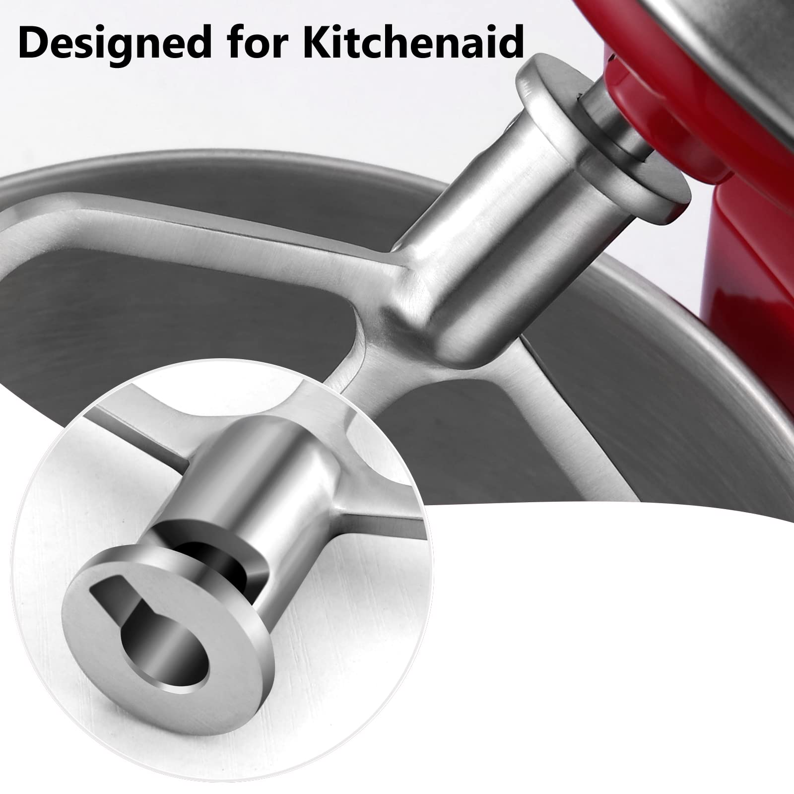 LETOMS Stainless Steel Paddle Attachment for Kitchenaid Stand Mixers 5QT Lift and 6QT, Flex Edge Beater Compatible with KitchenAid, Accessory for Bread, Pizza, Pasta & Biscuits, Dishwasher Safe