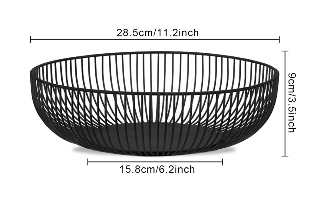 IBWell Black Wire Fruit Basket Fruit Bowl Kitchen Fruit Basket Stand Fruit Bowls for The Counters Metal Fruit Bowl