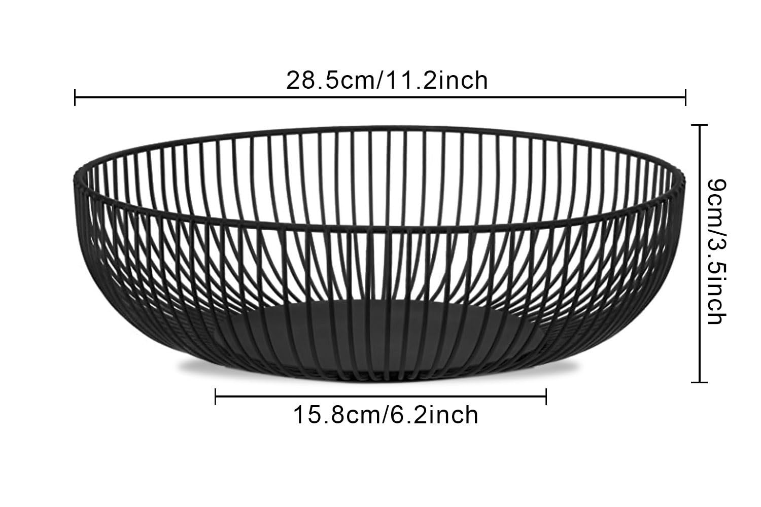 IBWell Black Wire Fruit Basket Fruit Bowl Kitchen Fruit Basket Stand Fruit Bowls for The Counters Metal Fruit Bowl