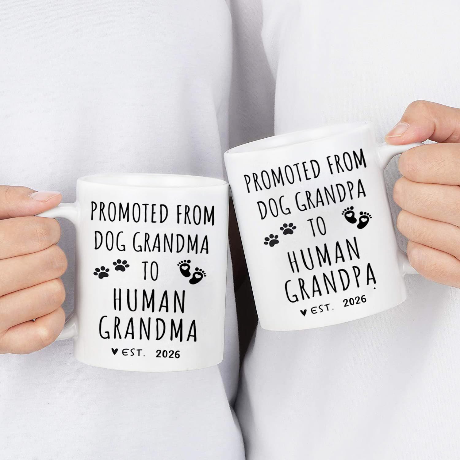 Promoted from Dog Grandparents to Human Grandparents 2026 Coffee Mug, Pregnancy Announcement, New Grandpa and Grandma Gift, Baby Announcement Coffee Mugs