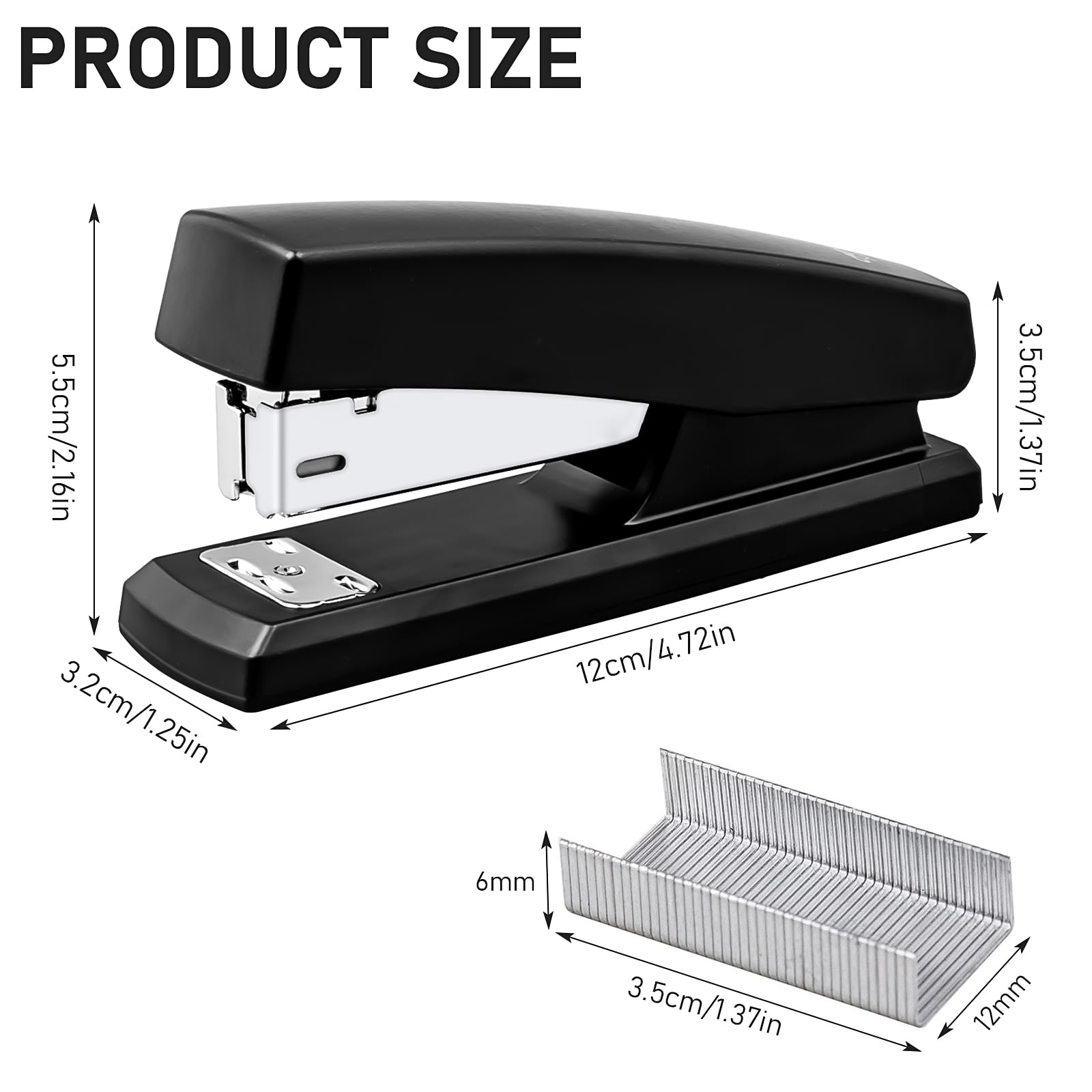 6 Pack Desktop Staplers with 3000 Staples 24/6 Staples, Heavy Duty Office Stapler 2-20 Sheet Capacity Basic Desk Stapler for School Office Supplies, No Jam, Non Slip, Black