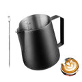 Milk Frothing Pitcher 20oz/600ml, Stainless Steel Espresso Steaming Pitcher Milk Jug, Perfect for Cream, Coffee, Water, Juices, Smoothies Black
