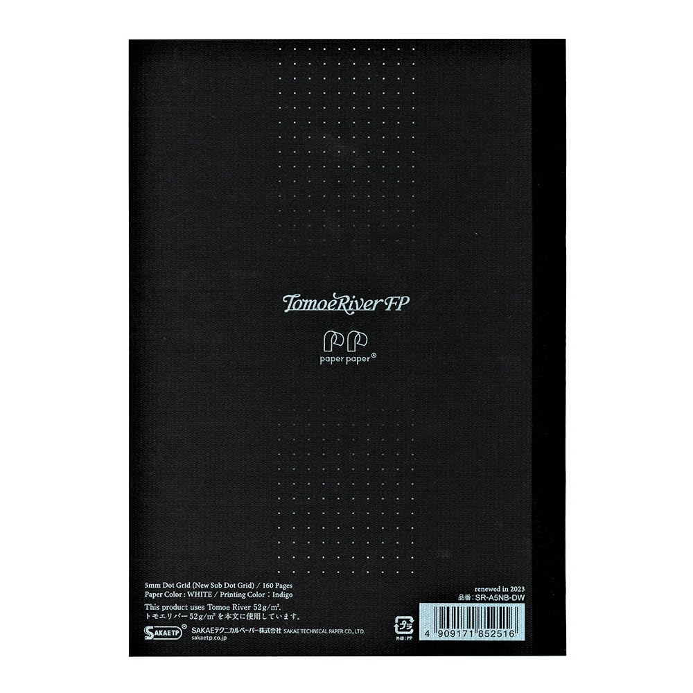 Tomoe River FP (52g/m2) Notebook by SANZEN, 5.85" x 8.27", 160 pages (80-Sheet), Soft Cover, 5mm Dotted, White (SR-A5NB-DW)