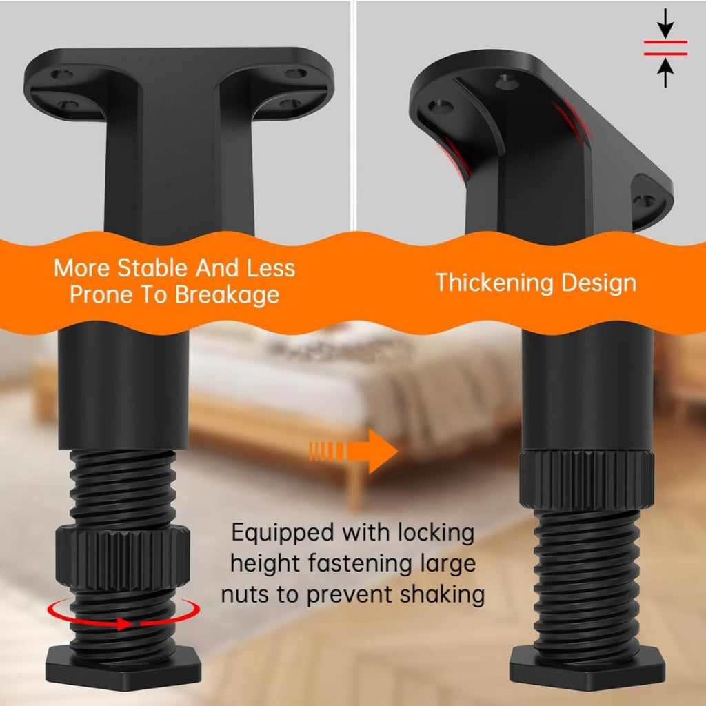 4Pcs Adjustable Height Center Support for Bed Frame, 19.5-34 CM Bed Support Legs, Bed Frame Center Support for Furniture