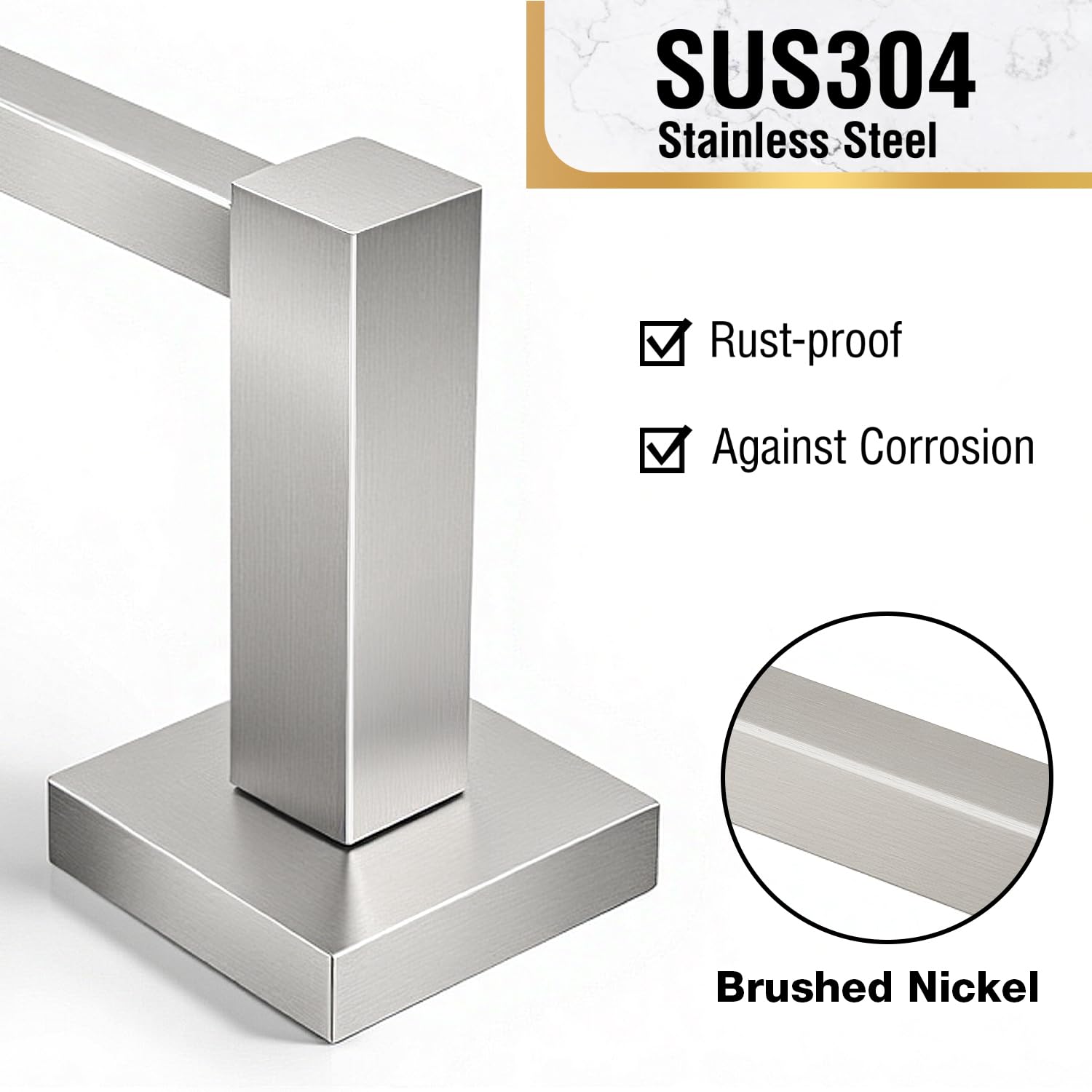 HITSLAM Brushed Nickel Toilet Paper Holder, SUS304 Stainless Steel Toilet Paper Roll Holder Wall Mounted, Double Post Pivoting Square Bathroom Tissue Holder Use for Washroom Kitchen
