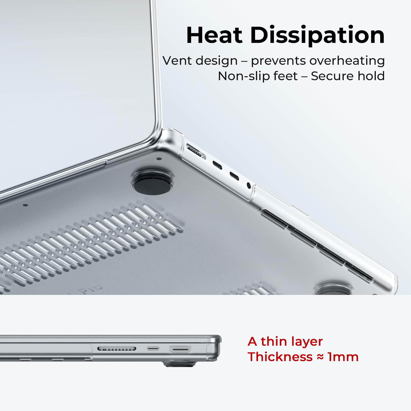 EooCoo Compatible with MacBook Pro 14 inch Case 2026 2025-2021 M5 M4 M3 M2 M1 Pro Max Chip, Hard Shell Cases with Keyboard Cover, Screen Protector - Crystal Clear
