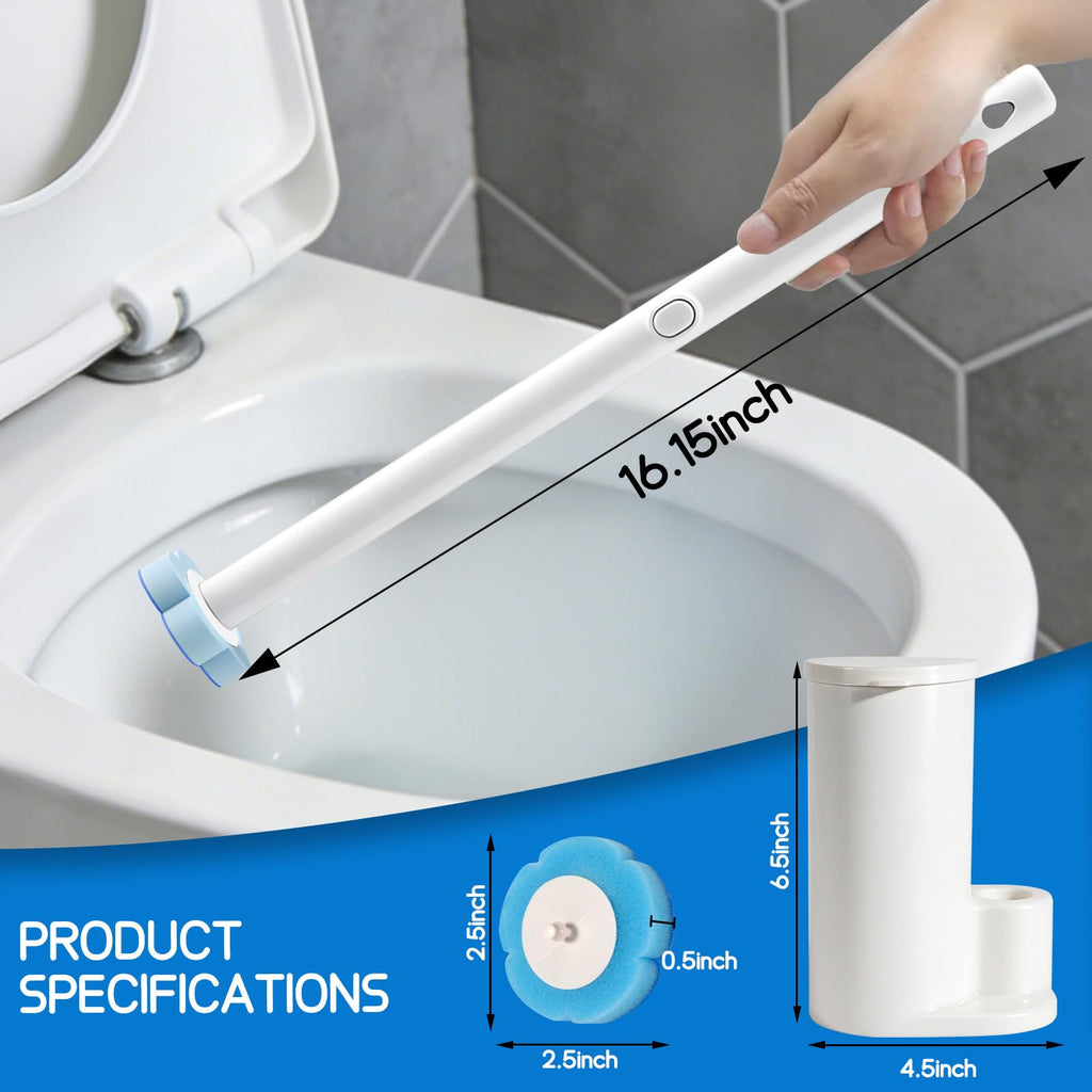 Disposable Toilet Brush with 50 Cleaner Refills and Holder Set, Extended Handle Toilet Brush Deep Cleaning Kit for Fresh and Tidy Bathroom Maintenance
