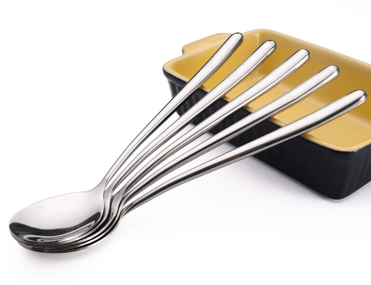 Miupoo Korean Soup Spoons Stainless Steel Long Handle Tablespoon Pack of 5