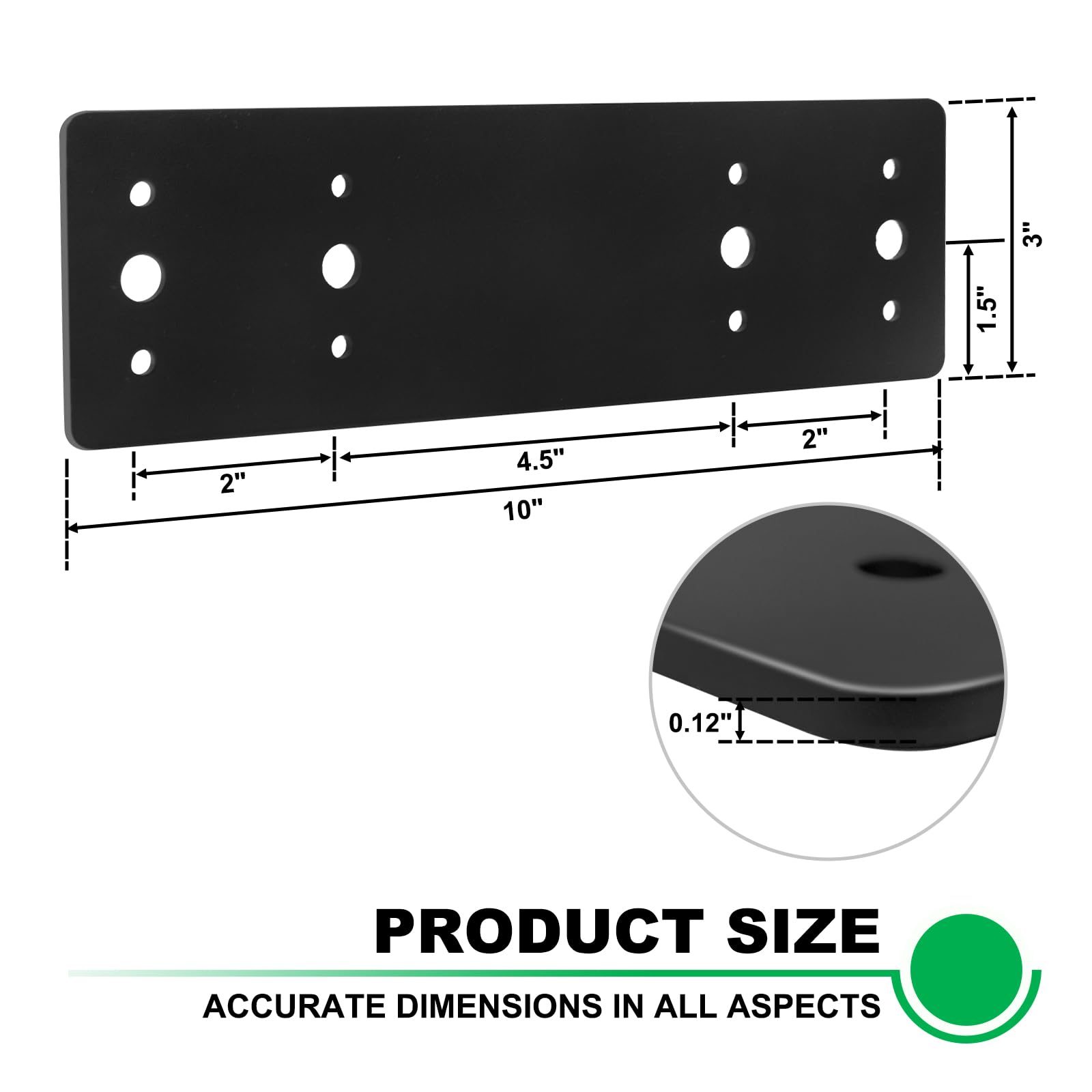 Andorm 2pcs 3x10 Straight Steel Flat Mending Plate with Holes, Truss Plate, Reinforcement Metal Mounting Plate, Joining Bracket, I Plate Powder Coated for Framing Pergolas, I-Truss Connections Black