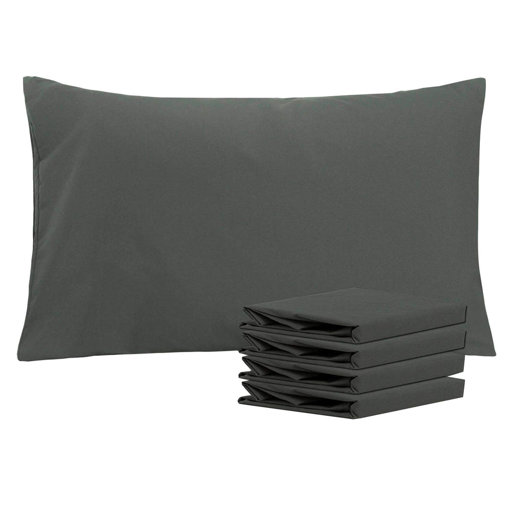NTBAY Queen Pillowcase Set - 4 Pack Brushed Microfiber 20x30 Pillowcases - Soft, Wrinkle-Free, Fade-Resistant, Stain-Resistant, Pillowcases with Envelope Closure - 20x30 inches, Dark Grey