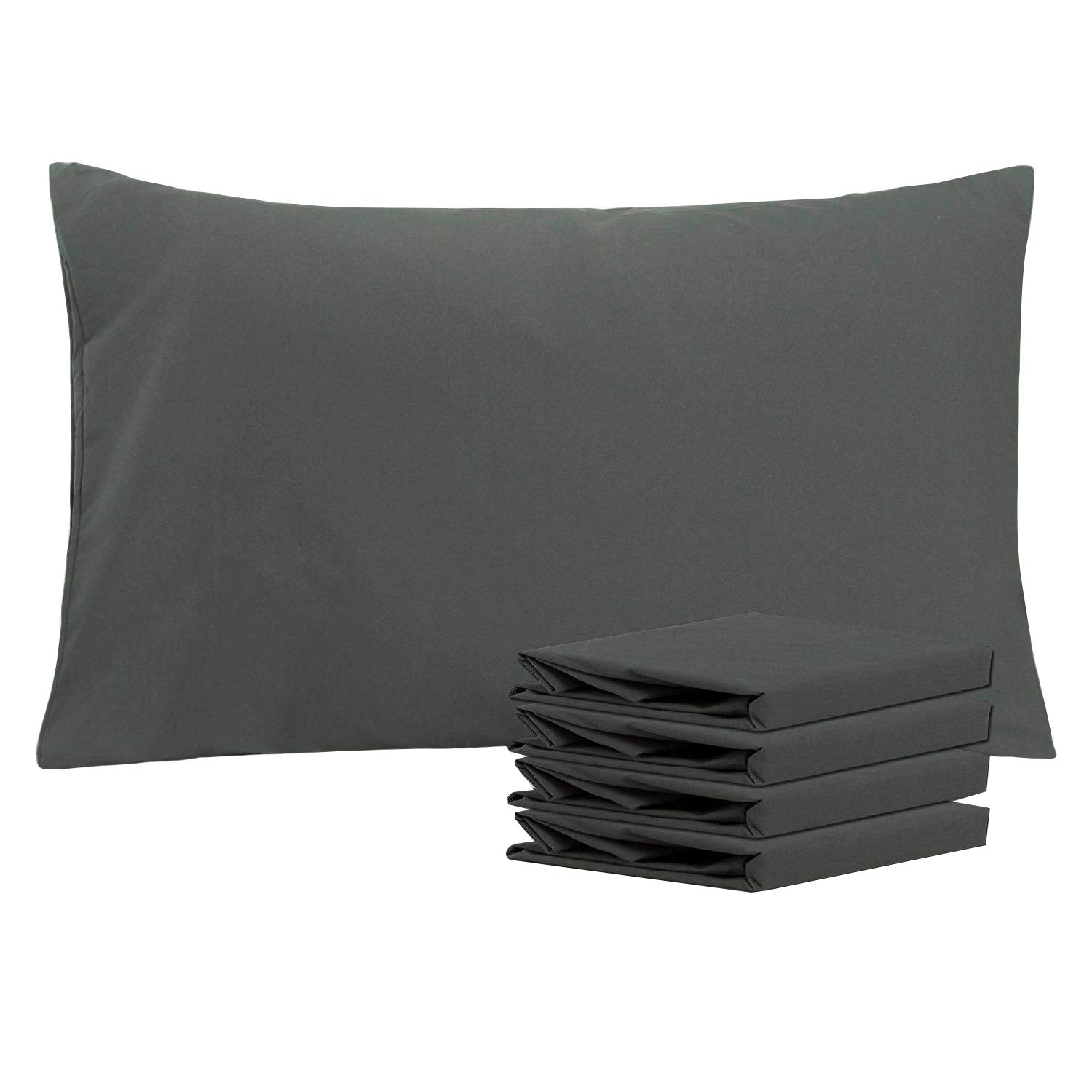 NTBAY Queen Pillowcase Set - 4 Pack Brushed Microfiber 20x30 Pillowcases - Soft, Wrinkle-Free, Fade-Resistant, Stain-Resistant, Pillowcases with Envelope Closure - 20x30 inches, Dark Grey